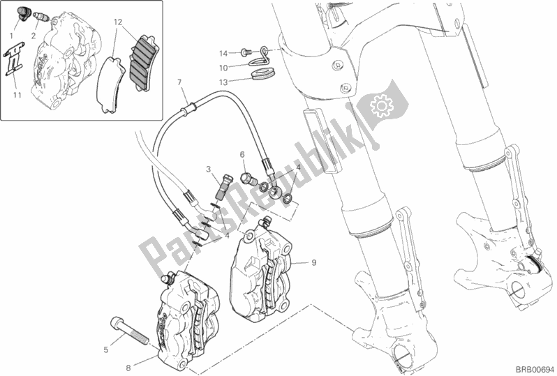 All parts for the Front Brake System of the Ducati Diavel 1260 S Thailand 2020